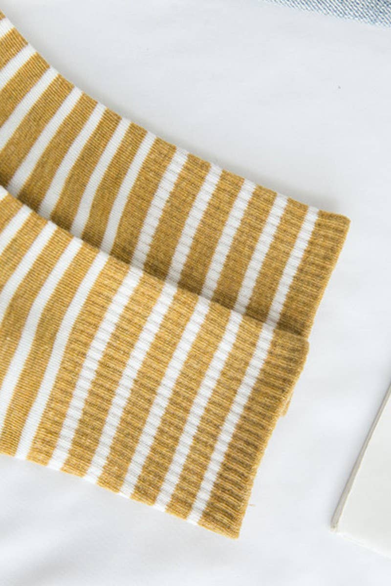 STRIPE PATTERN COZY COTTON ANKLE CREW SOCKS_CWMS022