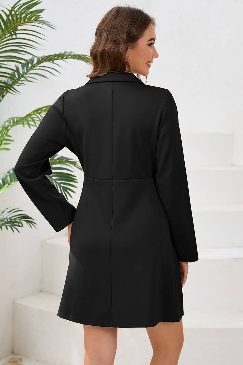 CWDSD6461_SINGLE BREASTED LAPEL PLEATED BUSINESS DRESS