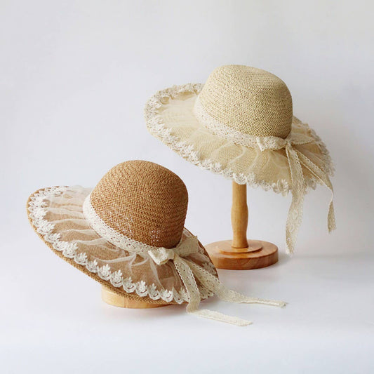 Summer hand-woven lace straw hat for women_CWAH3508