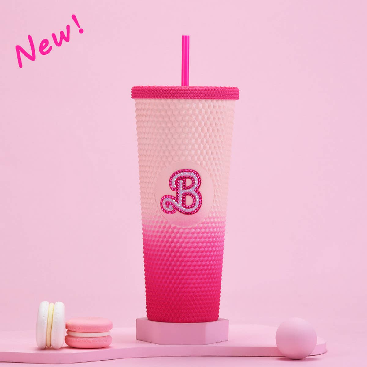 DOUBLE LAYER PORTABLE PLASTIC STRAW DIAMOND CUP