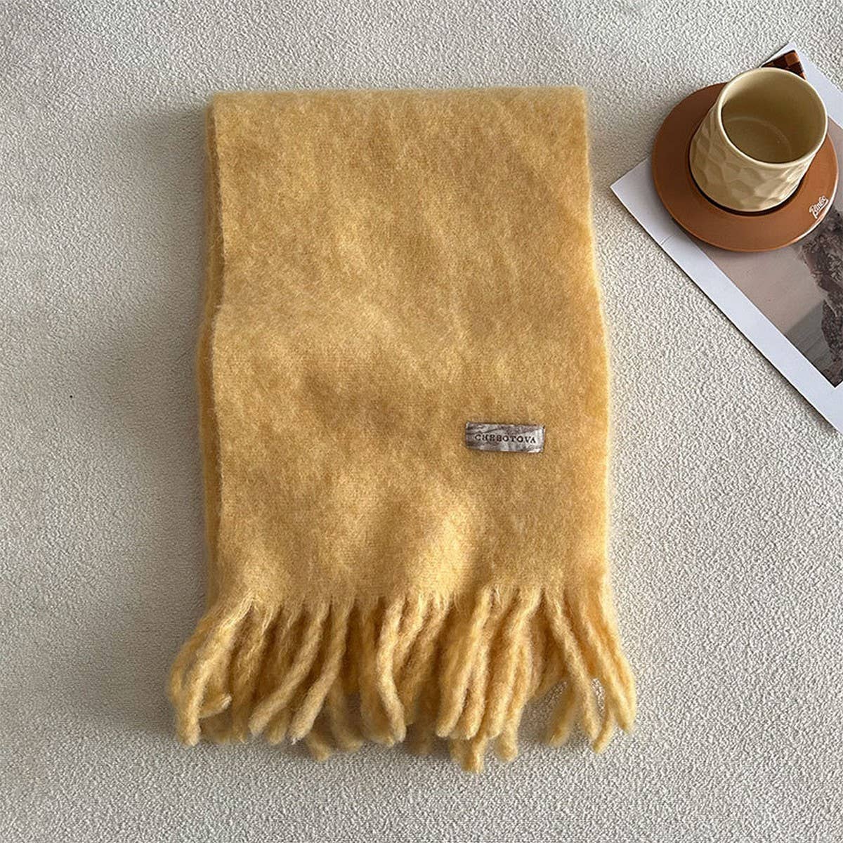 Chunky Wool Blend Scarf for Winter ? Solid Color