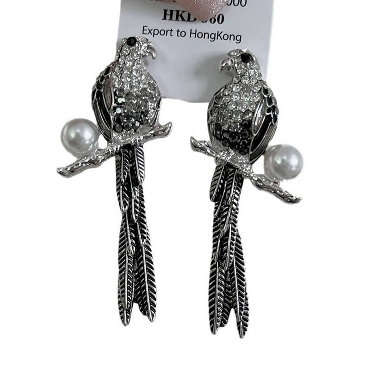 VINTAGE PERSONALIZED PEARL PARROT EARRINGS