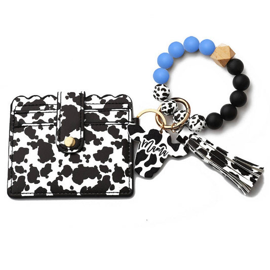 Men¡¯s Cow Print Wallet,Keychain with Silicone Beads_CWAB4994