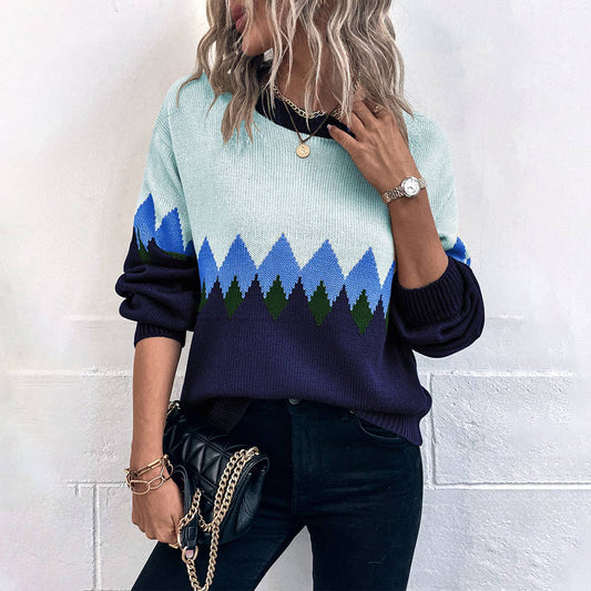 Vintage diamond check color sweater