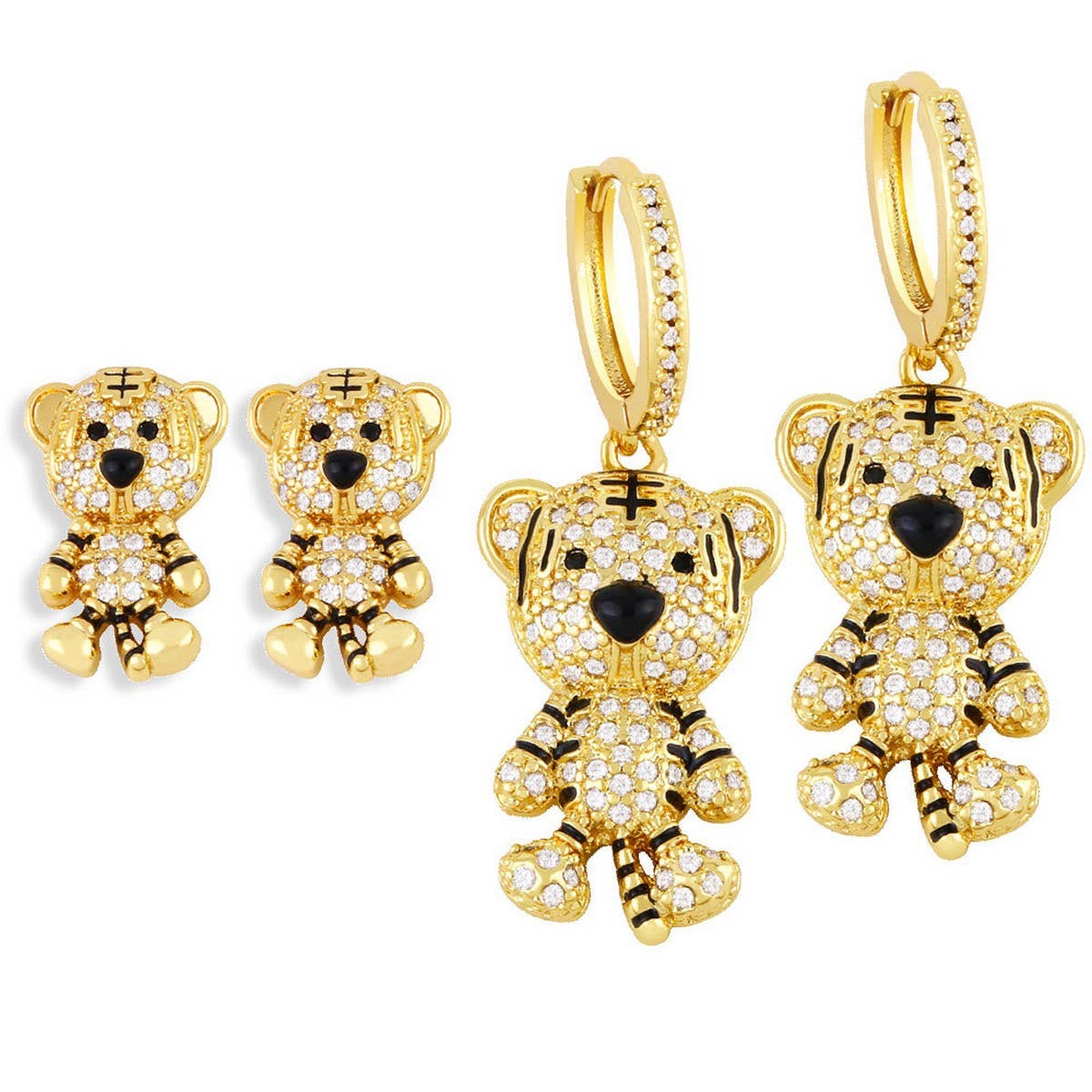 DIAMOND STUDDED TIGER EARRINGS