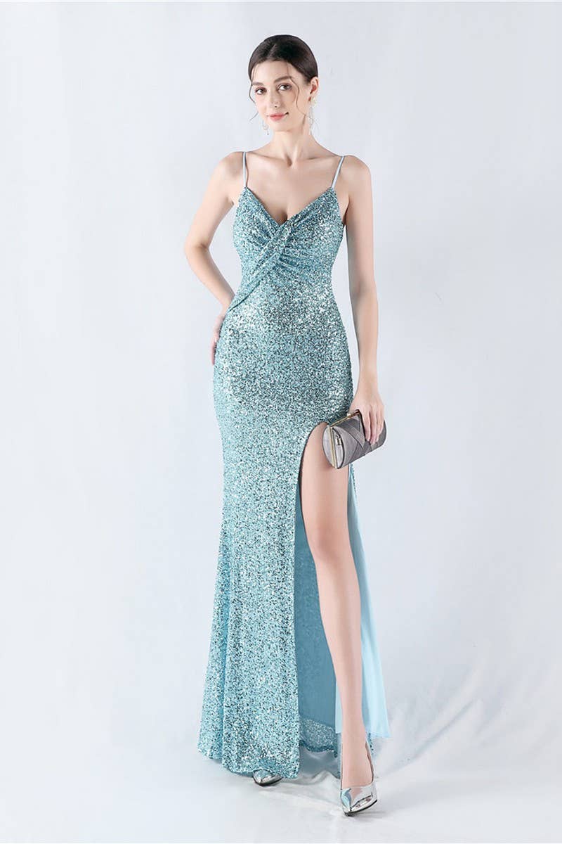 CWDMD4825_ELEGANT SEXY HIGH-SLIT SLING EVENING DRESS