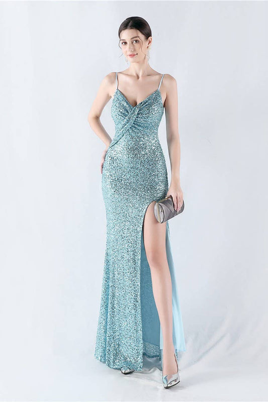 CWDMD4825_ELEGANT SEXY HIGH-SLIT SLING EVENING DRESS