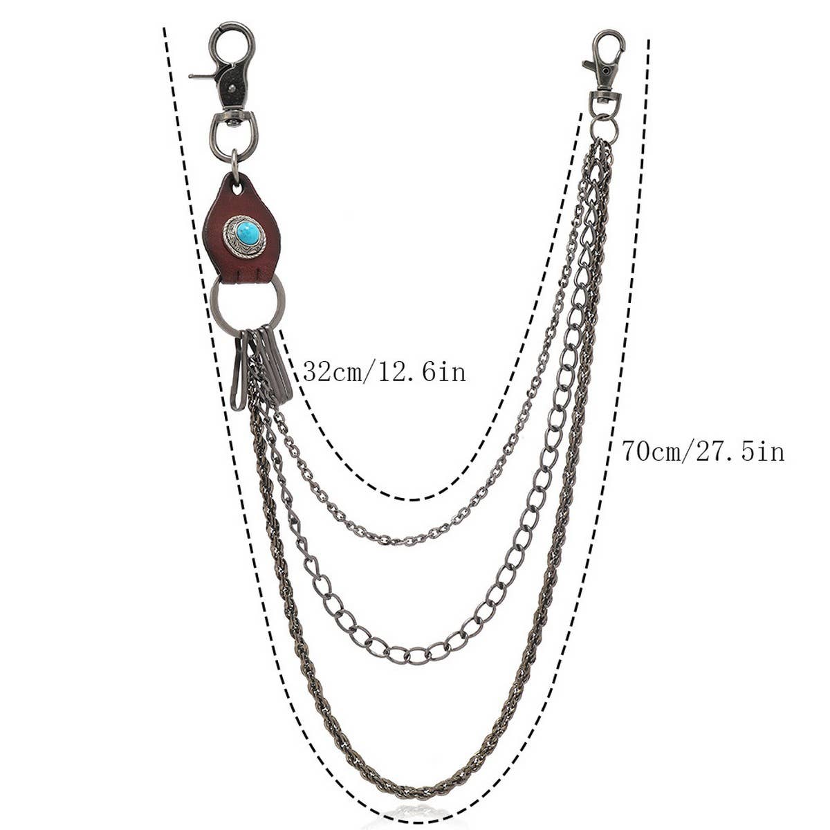 SIMPLE RETRO LEATHER THREE-LAYER TROUSER CHAIN_CWMM4837