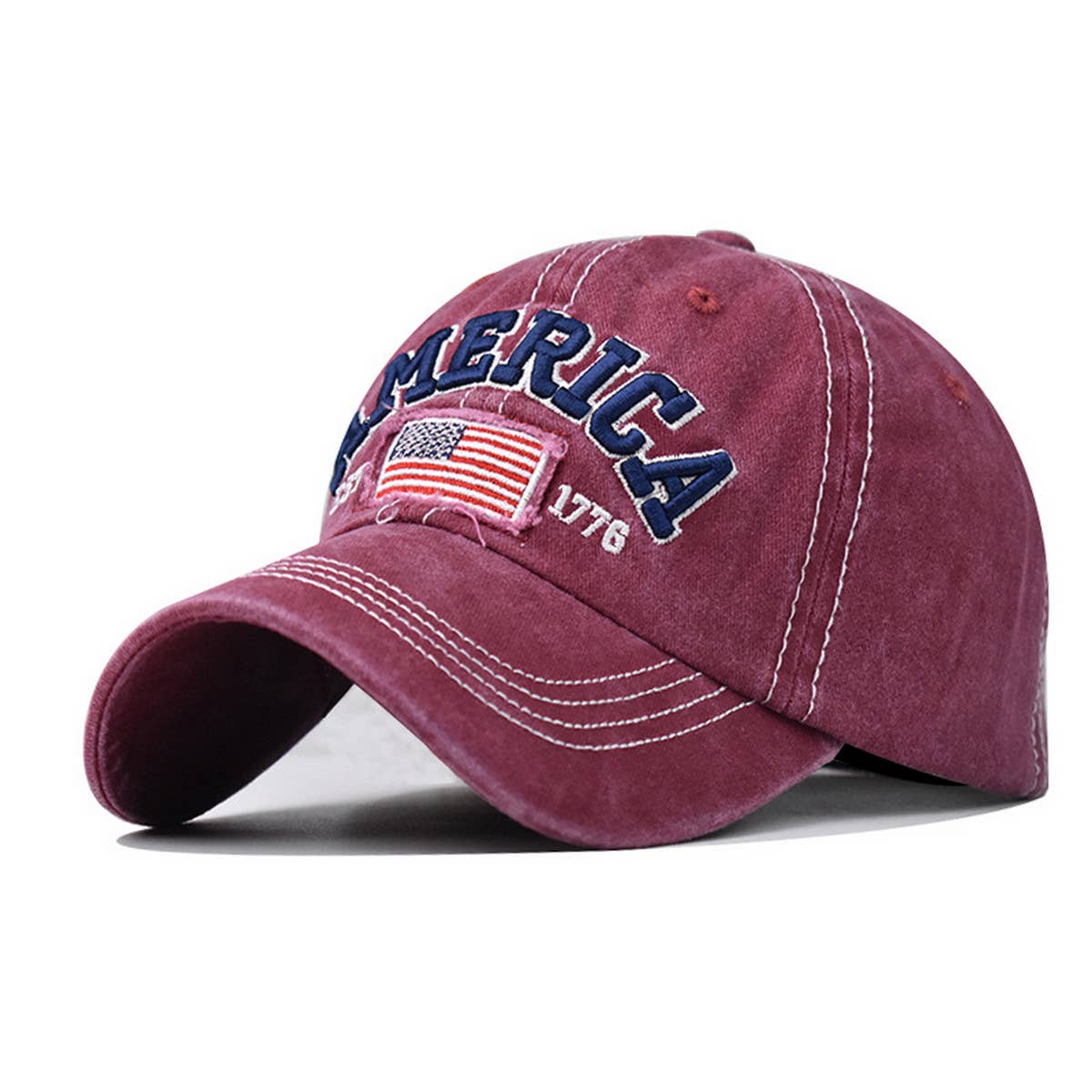Cotton Washed Flag Embroidered Baseball Cap CWAH1375