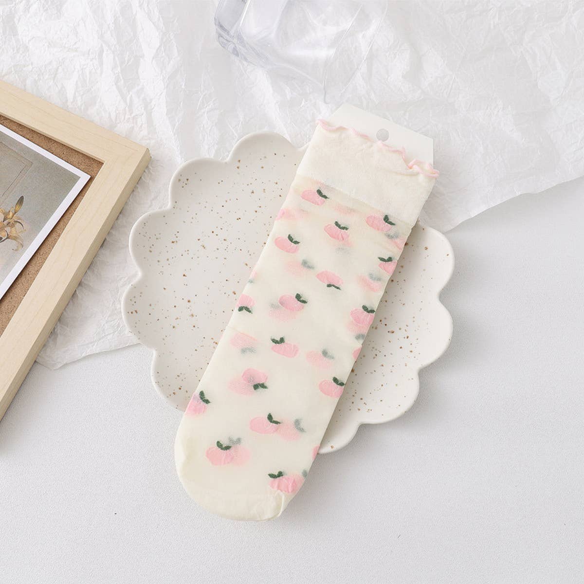 WOMEN THIN FRUIT PRINT ICE SOCKS