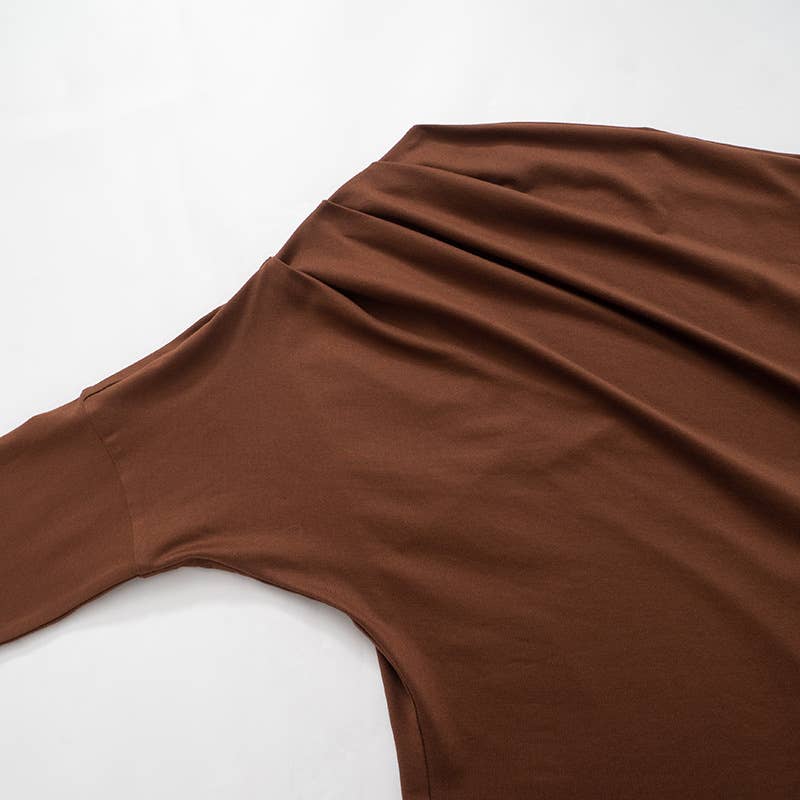 SOLID COLOR SLANT NECK OFF-THE-SHOULDER TOP