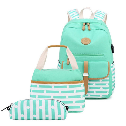 Striped Backpacks for School Girls Travel Bag_CWAB5497