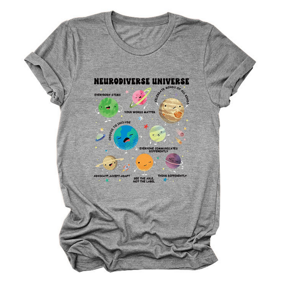 Casual Cute Tee ??Neurodiverse Universe Design_CWTTSL0513