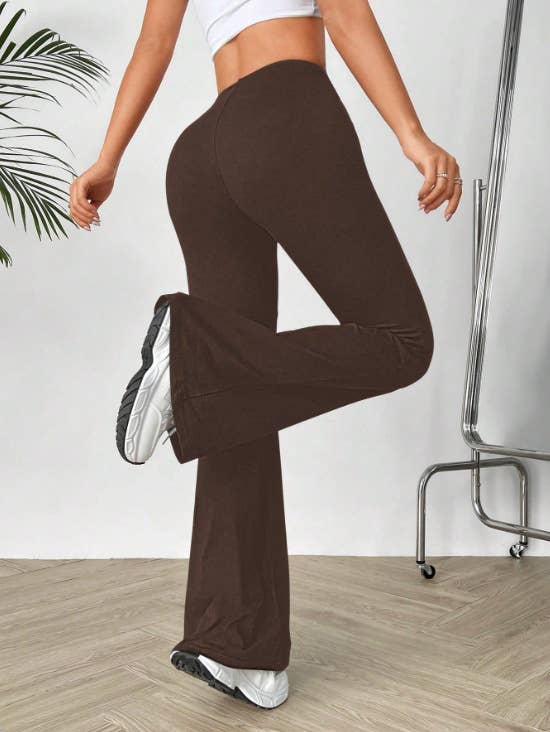 V-shaped waist slimming slightly flared trousers