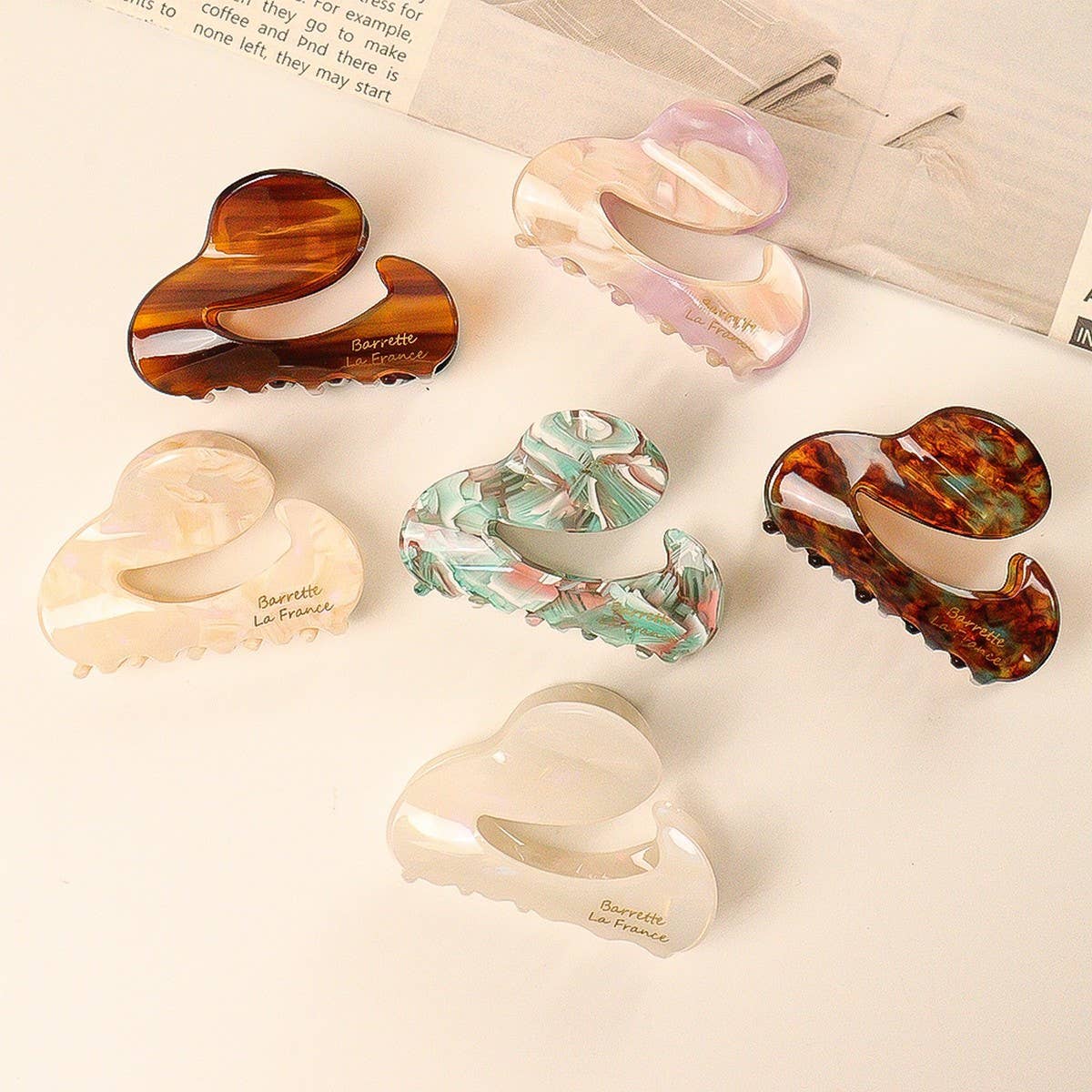 French Acetate Half-Up Hair Clip, Irregular shape