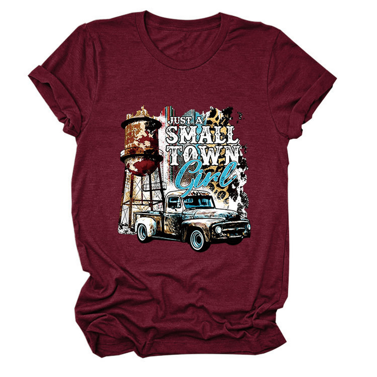 Just a Small Town Girl Print T-Shirt ??Loose Fit_CWTTS1525