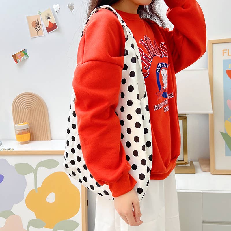 Polka dot single-shoulder bag simple canvas bag