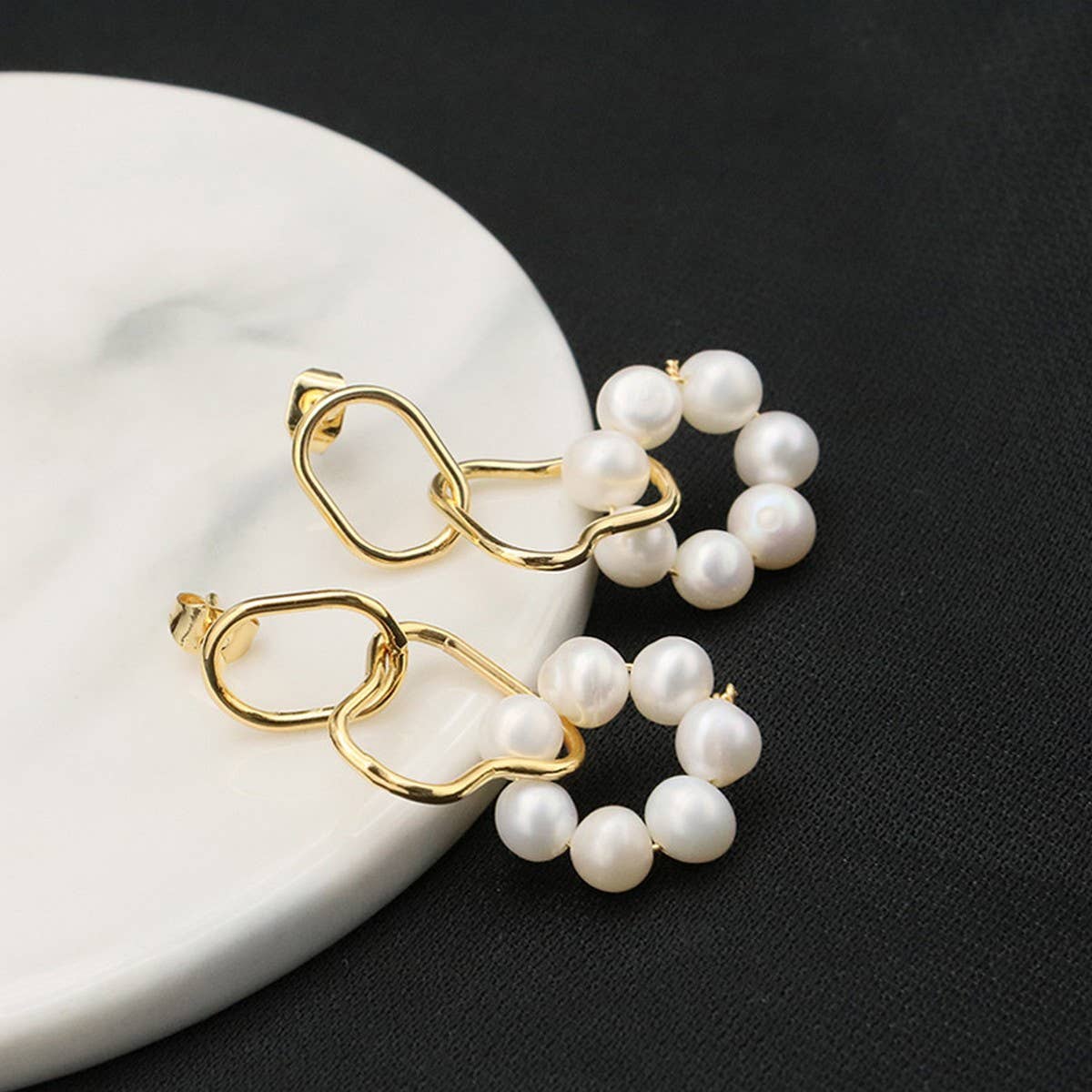 NEW VINTAGE NATURAL PEARL EARRINGS FOR WOMEN_CWAJE3814