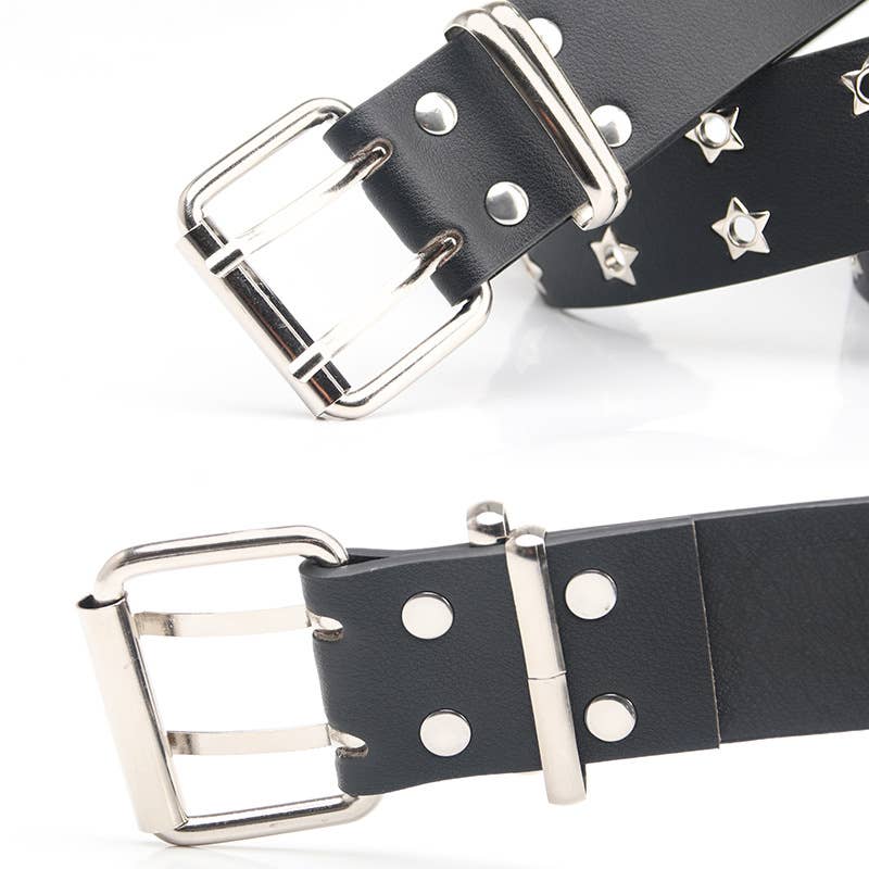 Punk style star-shaped double exhaust hole belt