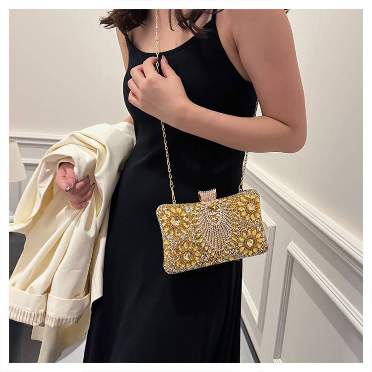 Fashionable rhinestone retro single-shoulder bag