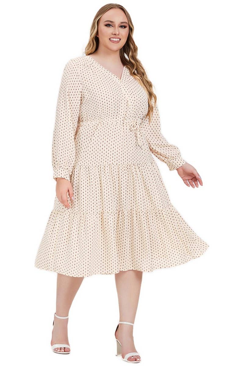 CWDMD3241_PLUS SIZED V-NECK POLKA DOT DRESS