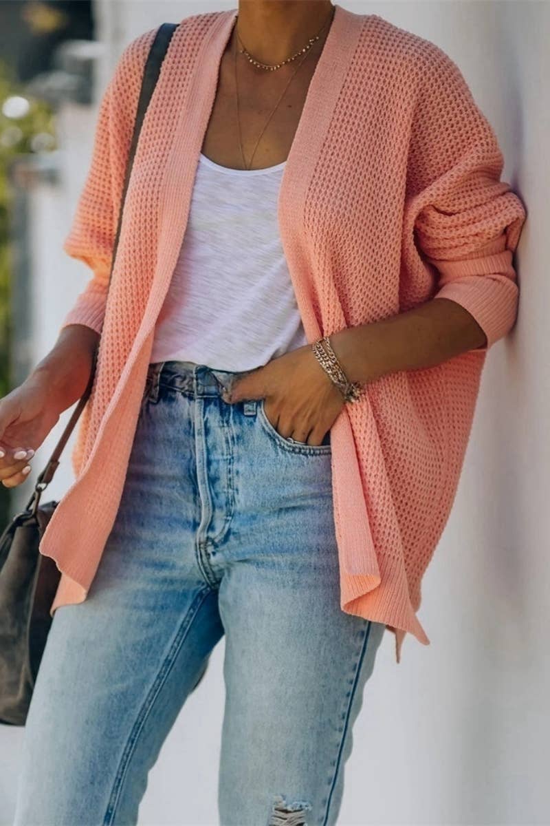 CWOCAL372 Oversized Open Front Casual Cardigan Sweater