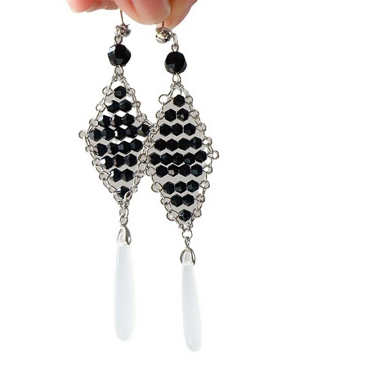 DIAMOND-SHAPED EXAGGERATED WATER DROP EARRINGS