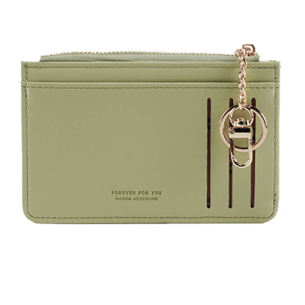 WOMEN SIMPLE SOLID COLOR WALLET WITH KEY RING_CWAB1239