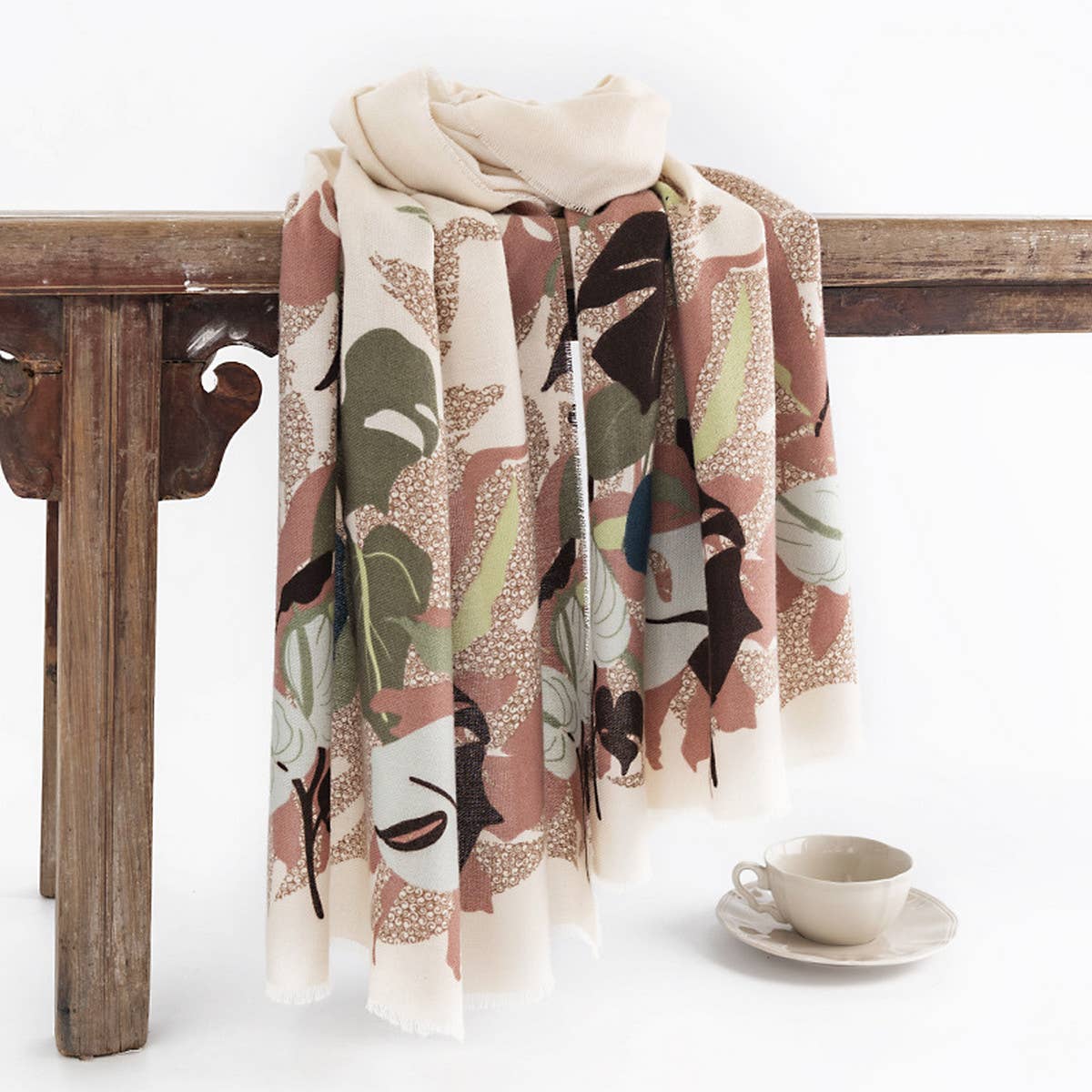 Floral Scarf - Elegant Vintage Winter Wrap