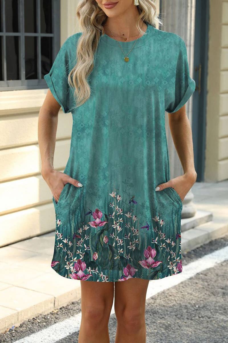 CWDSD7437_SUMMER NEW LOOSE PRINT POCKET DRESS