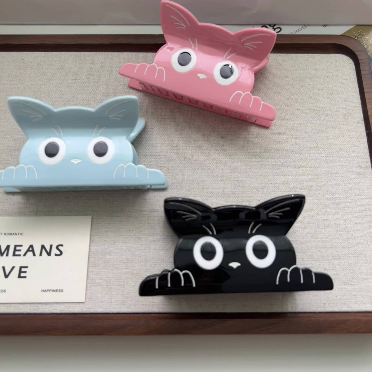 Cute Cat Hair Claw, Solid Acetate Clip for Girls