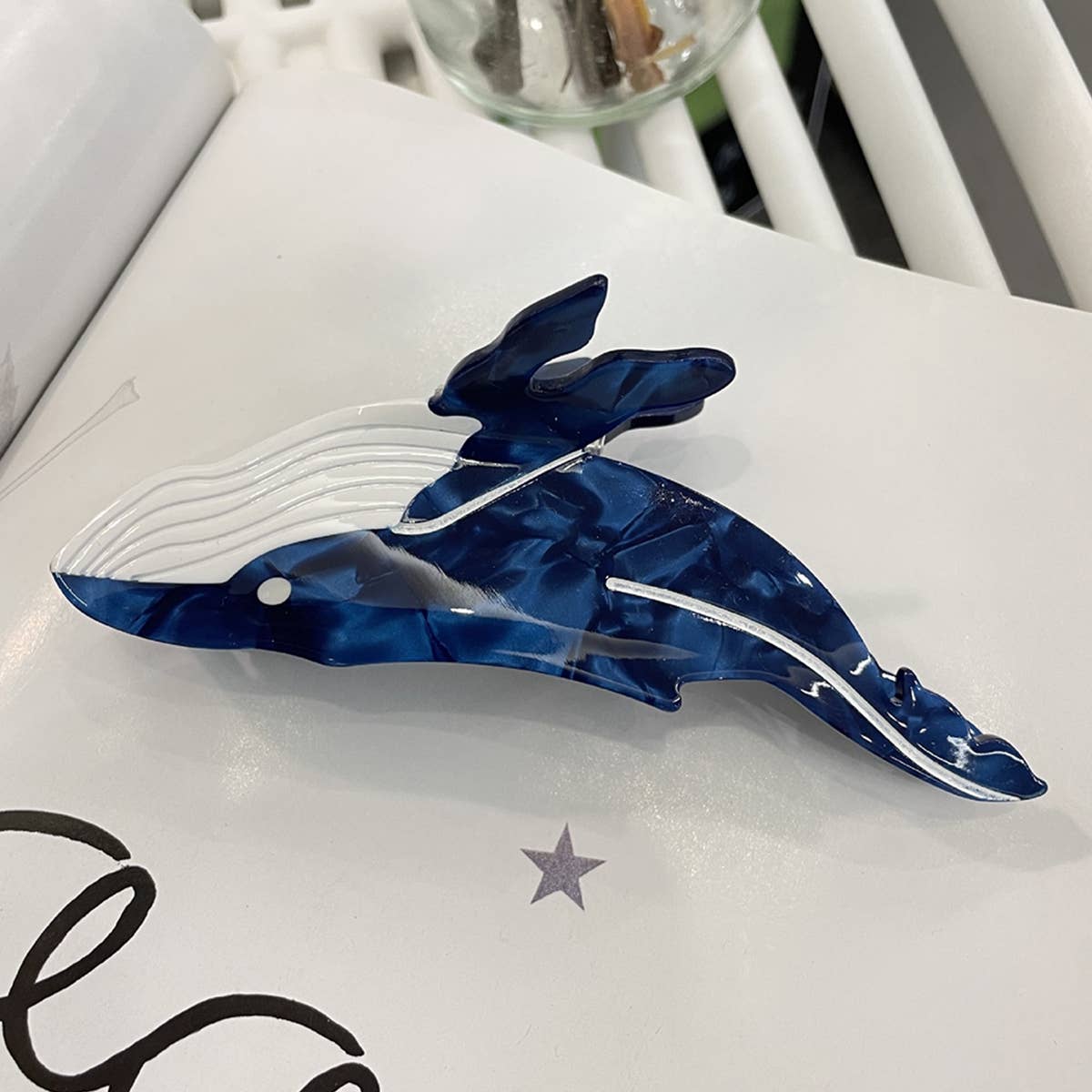 OCEAN WHALE SHELL FISH SEASHELL HAIR CLAW CLIPS_CWAHA0550