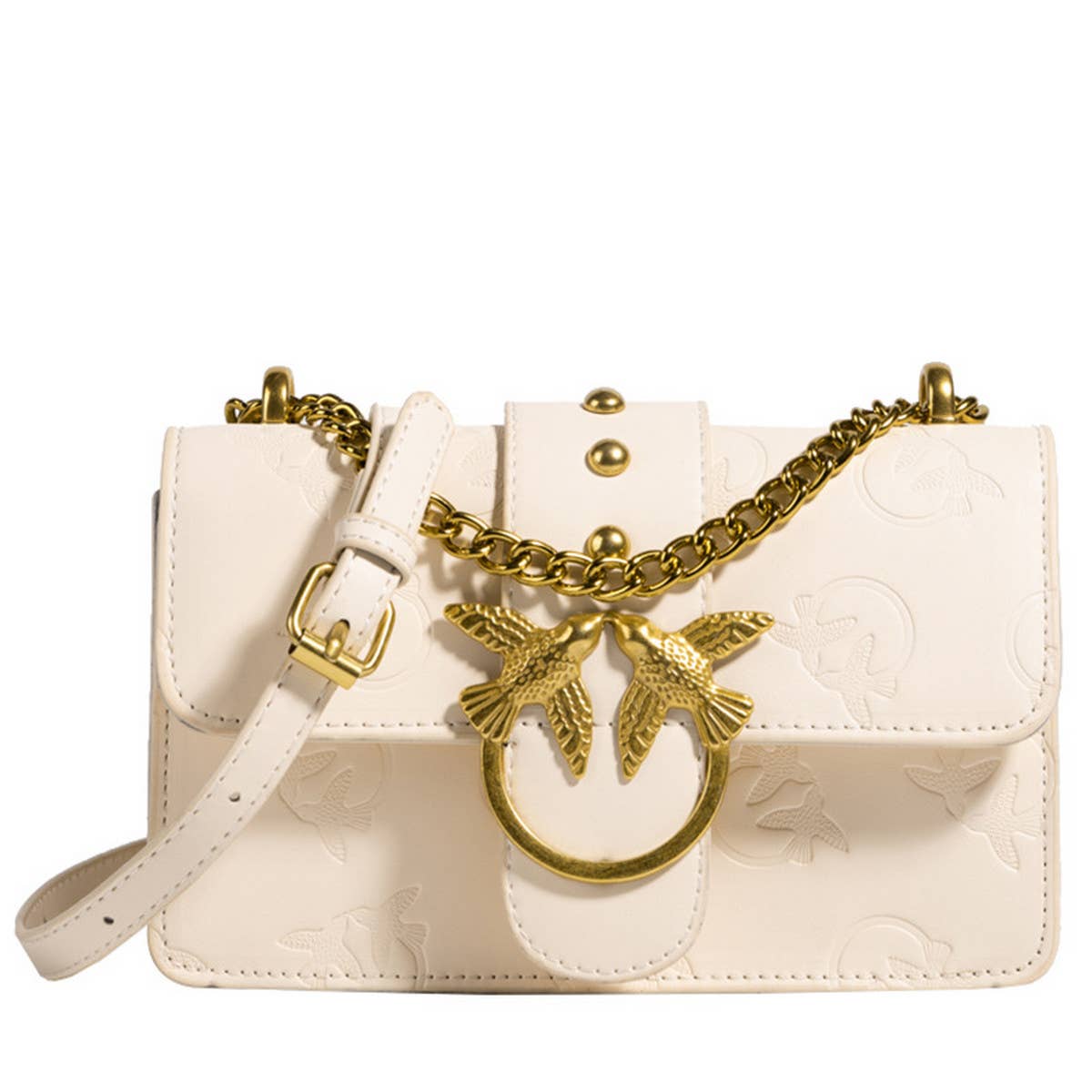 STYLISH EMBOSSED METAL CHAIN SHOULDER BAG_CWAB1577