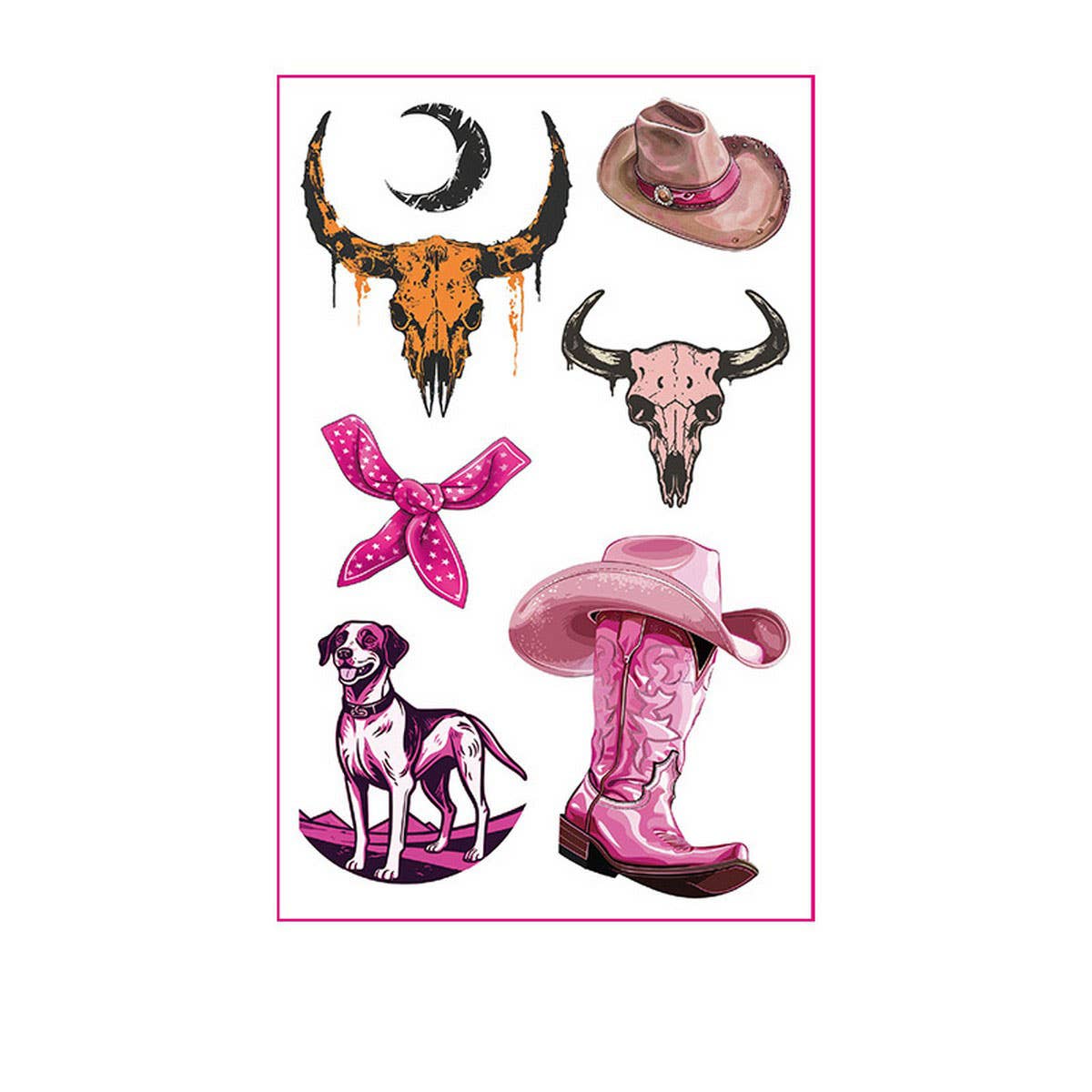 Pink Cowboy Girl Tattoos ??Waterproof Bachelorette_CWMM8383