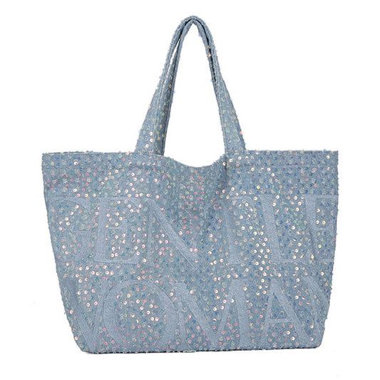 Niche design trendy sequin large-capacity bag