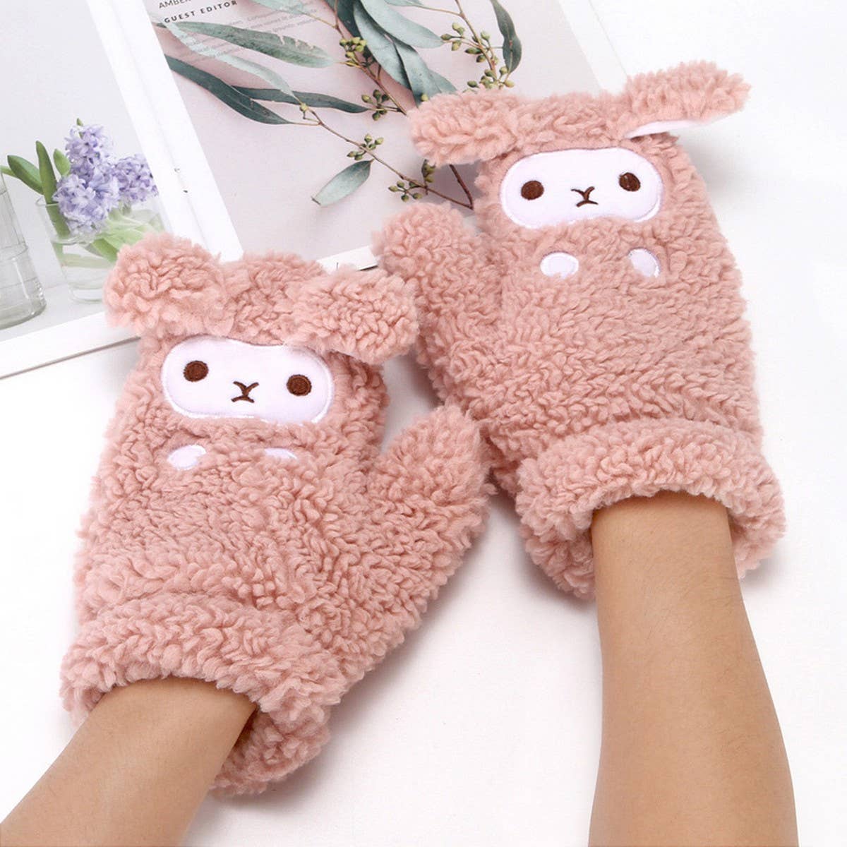 WINTER WARM PLUS VELVET THICK CUTE HALTER GLOVES_CWAG0266