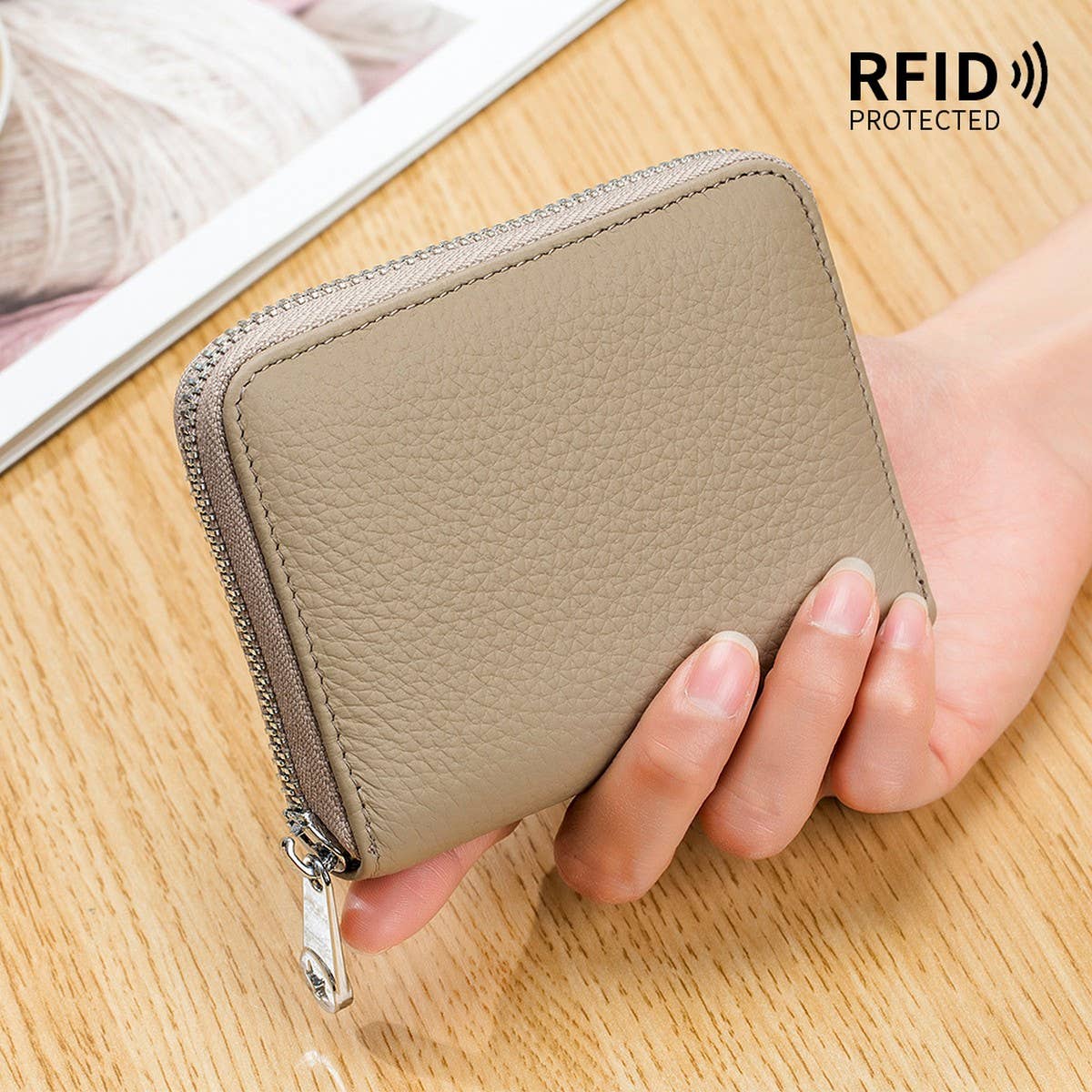 COIN PURSE ZIPPER GENUINE LEATHER CARD HOLDER_CWAB3831