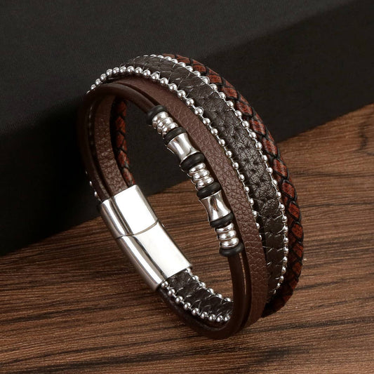 MULTI-LAYERED HANDWOVEN MAGNET CLASP BRACELET