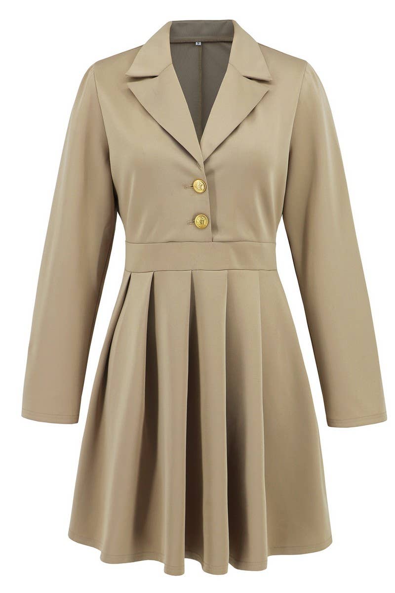 CWDSD6461_SINGLE BREASTED LAPEL PLEATED BUSINESS DRESS