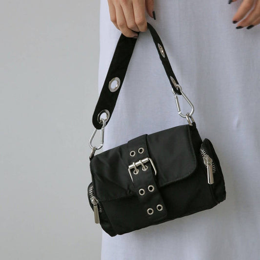 VINTAGE DOUBLE BUTTON SHOULDER BAG TOTE BAG_CWAB1390