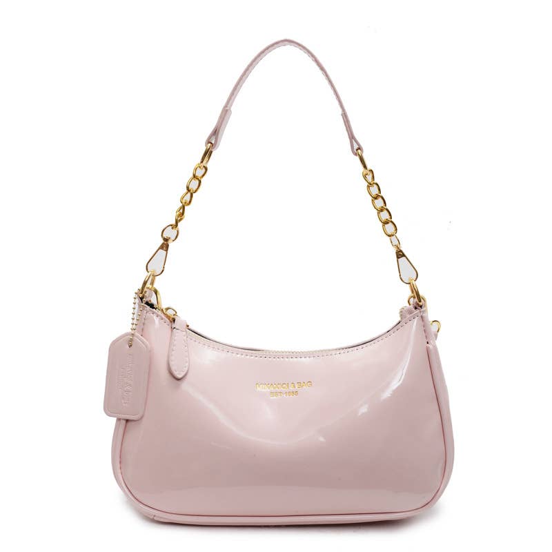 Simple PU leather glossy crossbody bag