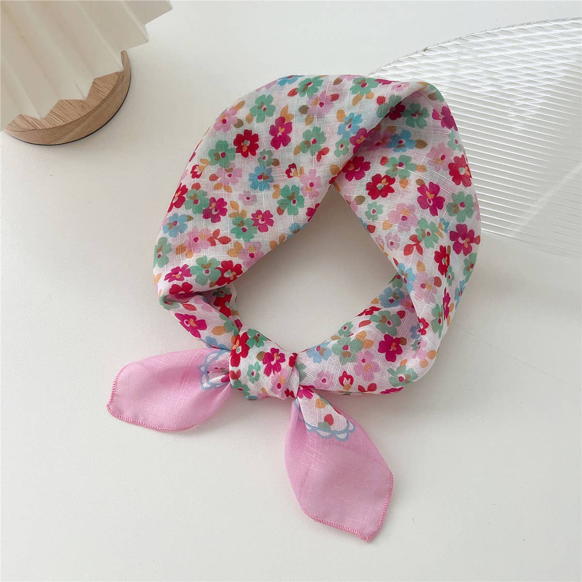 Cotton Linen Square Scarf - Breathable Neck Wrap