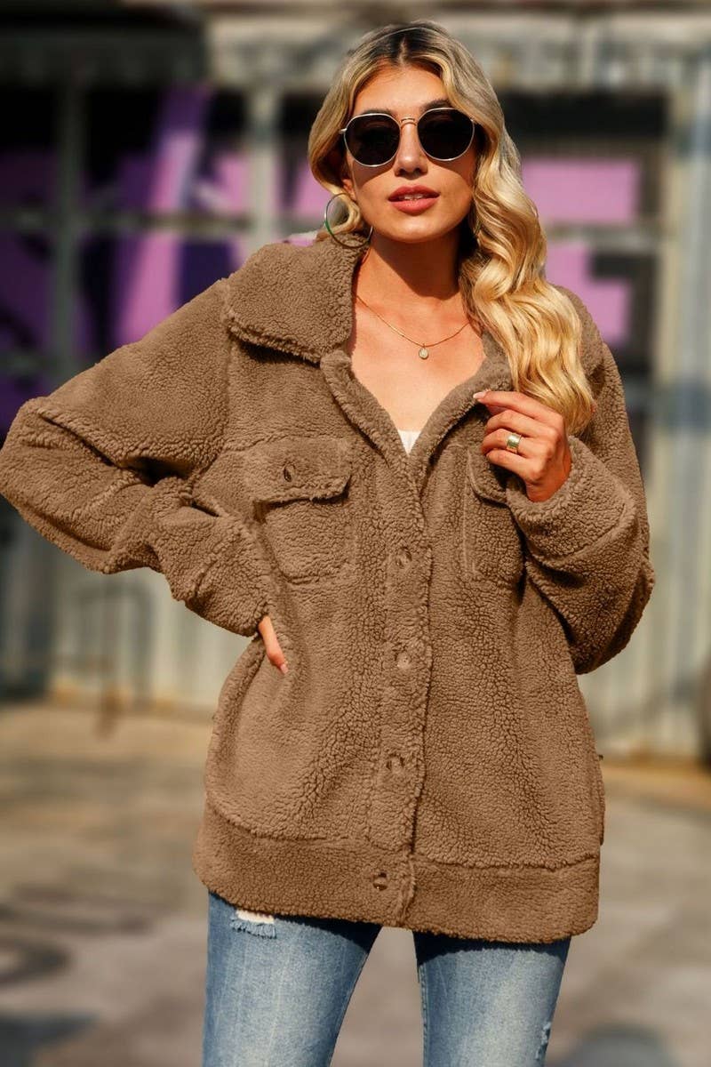 SOLID COLOR LAPEL LOOSE CASHMERE JACKET_CWOJA0591