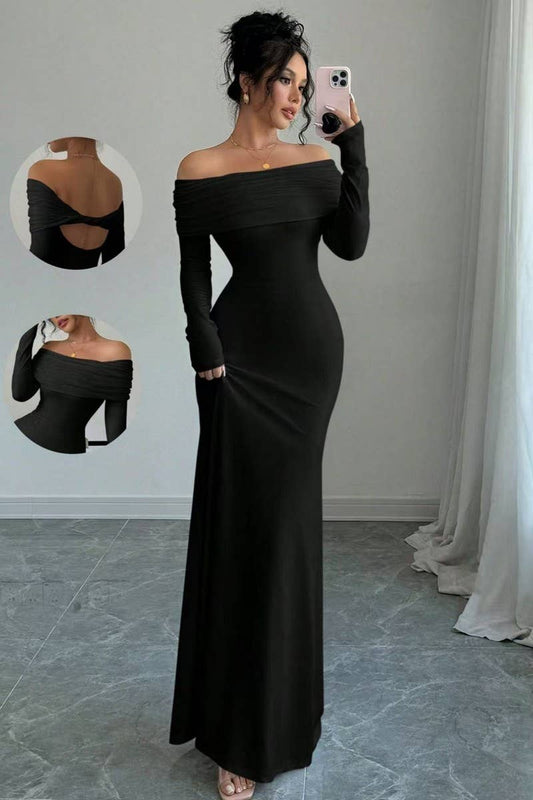 CWDMD01233_OFF SHOULDER BODYCON DRESS WOMEN ELEGANT FALL