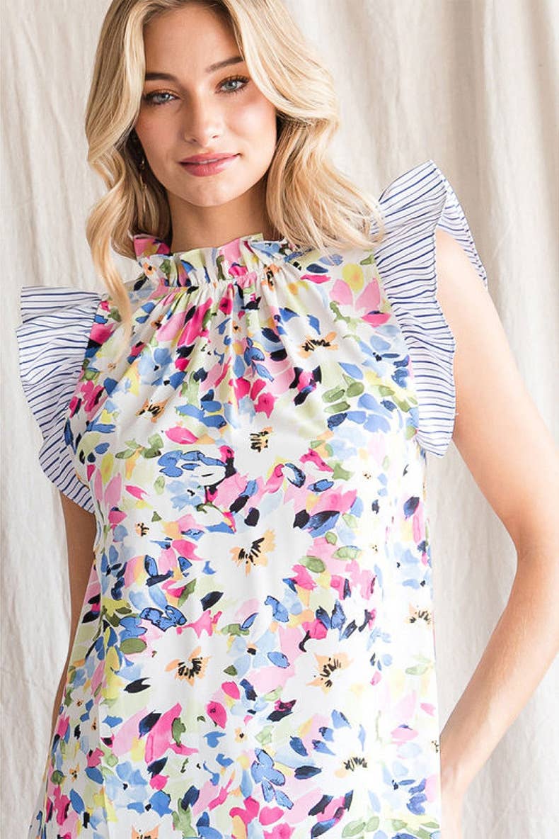 STYLISH FLORAL PRINT CHIFFON SHIRT