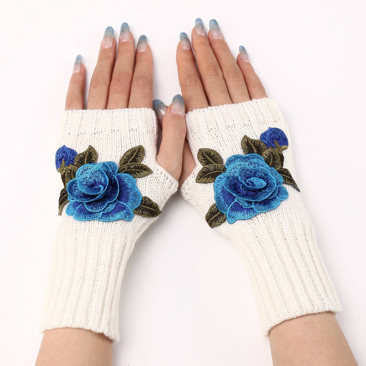 FASHION FLOWER KNITTED GLOVES_CWAG0105