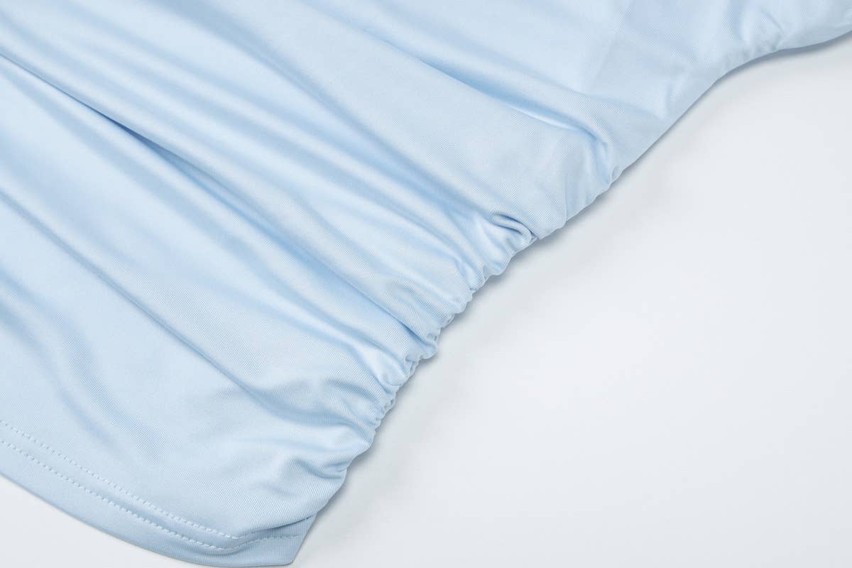 One-shoulder top mesh fabric patchwork skirt set