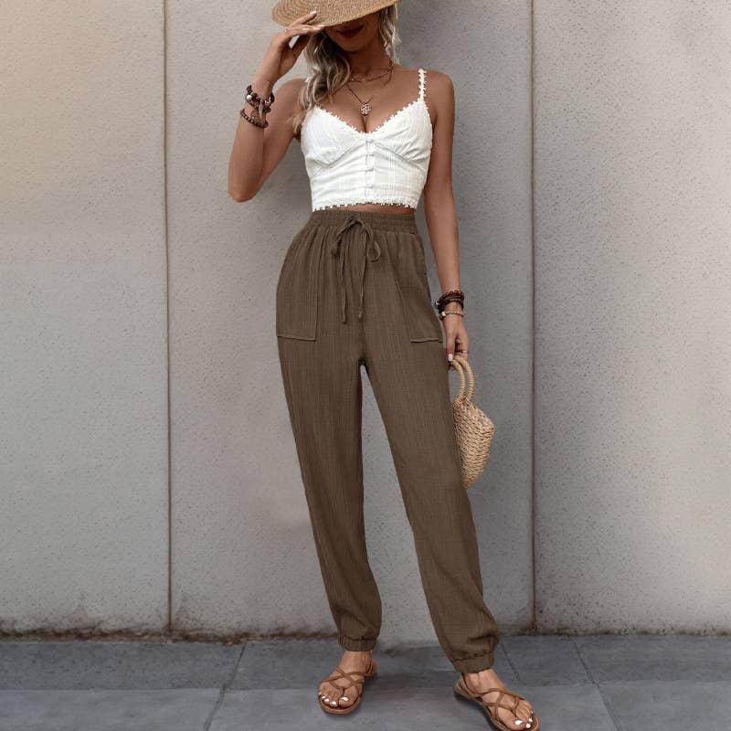 Texture sense casual long small foot pants