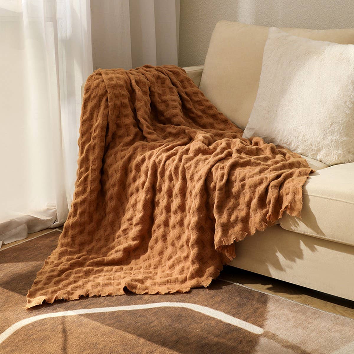 KNITTED WEIGHTED THROW BLANKET FOR COUCH