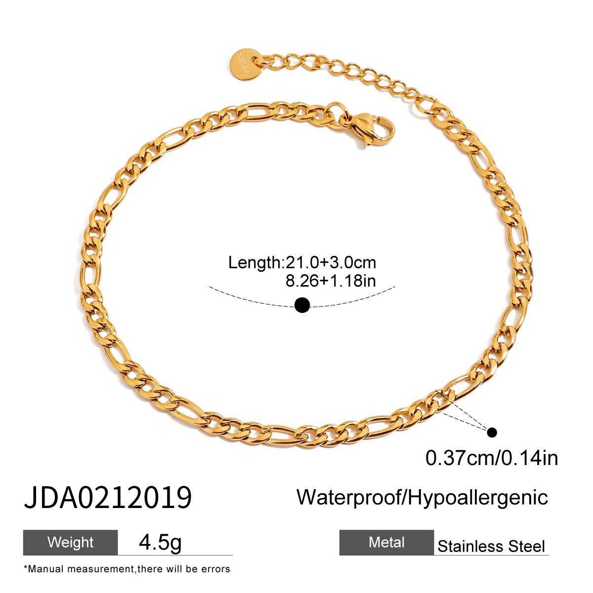 18K Gold Figaro Chain Anklet, Stainless Steel_CWAJE4754